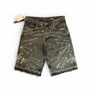 Tenacity Rhinestone Black Denim Shorts